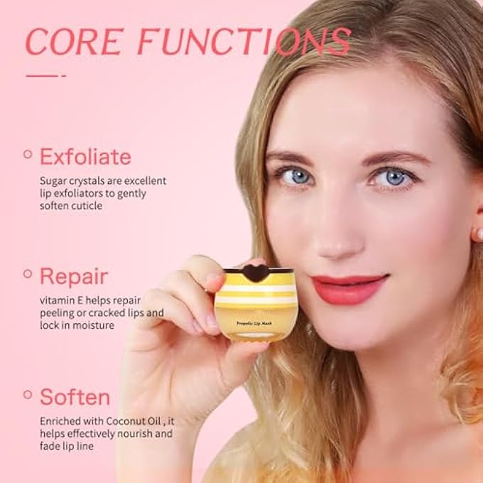 SWIUKPHE 3 PCS WATERMELON LIP BALM, HONEY POT LIP BALM,STRAWBERRY LIP MASK OVERNIGHT HYDRATING DRY AND CRACK LIP SCRUBS EXFOLIATOR PROPOLIS LIP SLEEPING MASK (STRAWBERRY & WATERMELON & HONEY) - Image 2